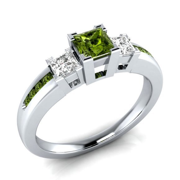 Jewelry - New 925 Silver Peridot White Sapphire Ring